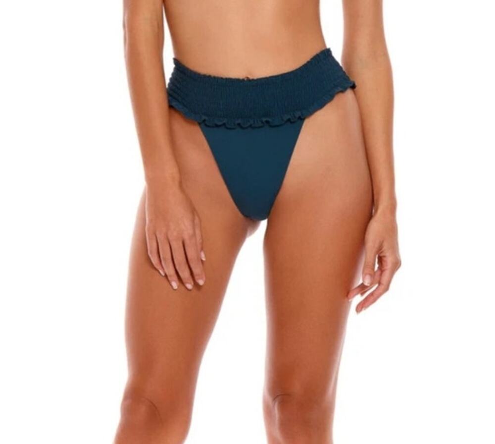 Agua Bendita Tessa Bikini Bottom in Green Size 3XL NWT Smocked Cheeky